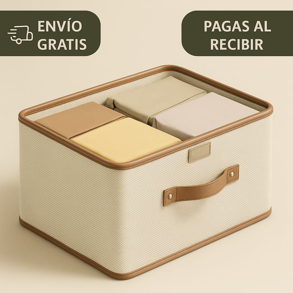 ORGANIZADOR DE ROPA CON TAPA - COLOR CREMA