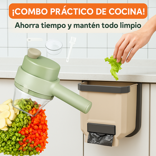 COMBO CORTADOR DE VEGETALES ELECTRICO Y ZAFACON PLEGABLE