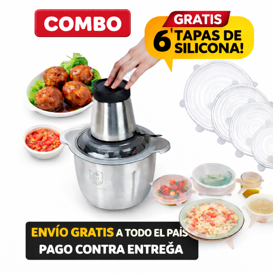 Triturador de Alimentos Más 6 Tapas de Silicon