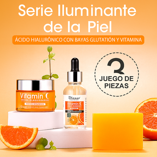 COMBO DE 3 VITAMINA C , Blanqueador, removedor de manchas oscuras y una barra de Jabón