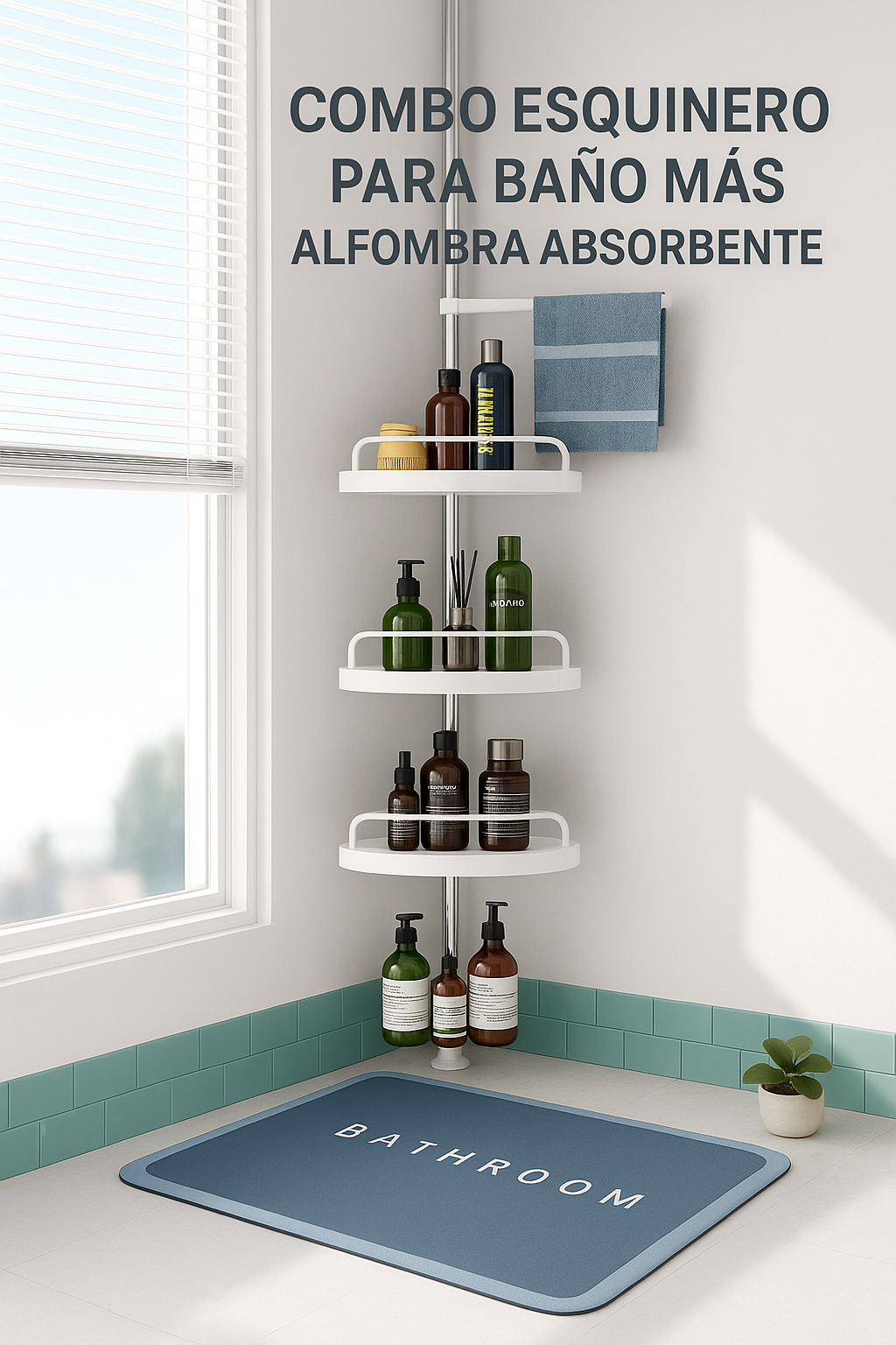 ESQUINERO AJUSTABLE DE BAÑO + ALFOMBRA ABSORBENTE