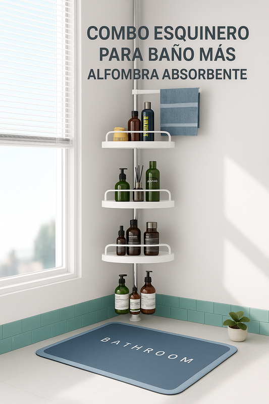 ESQUINERO AJUSTABLE DE BAÑO + ALFOMBRA ABSORBENTE