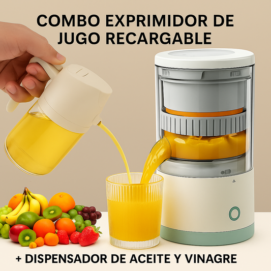 EXPRIMIDOR RECARGABLE + DISPENSADOR DE ACEITE