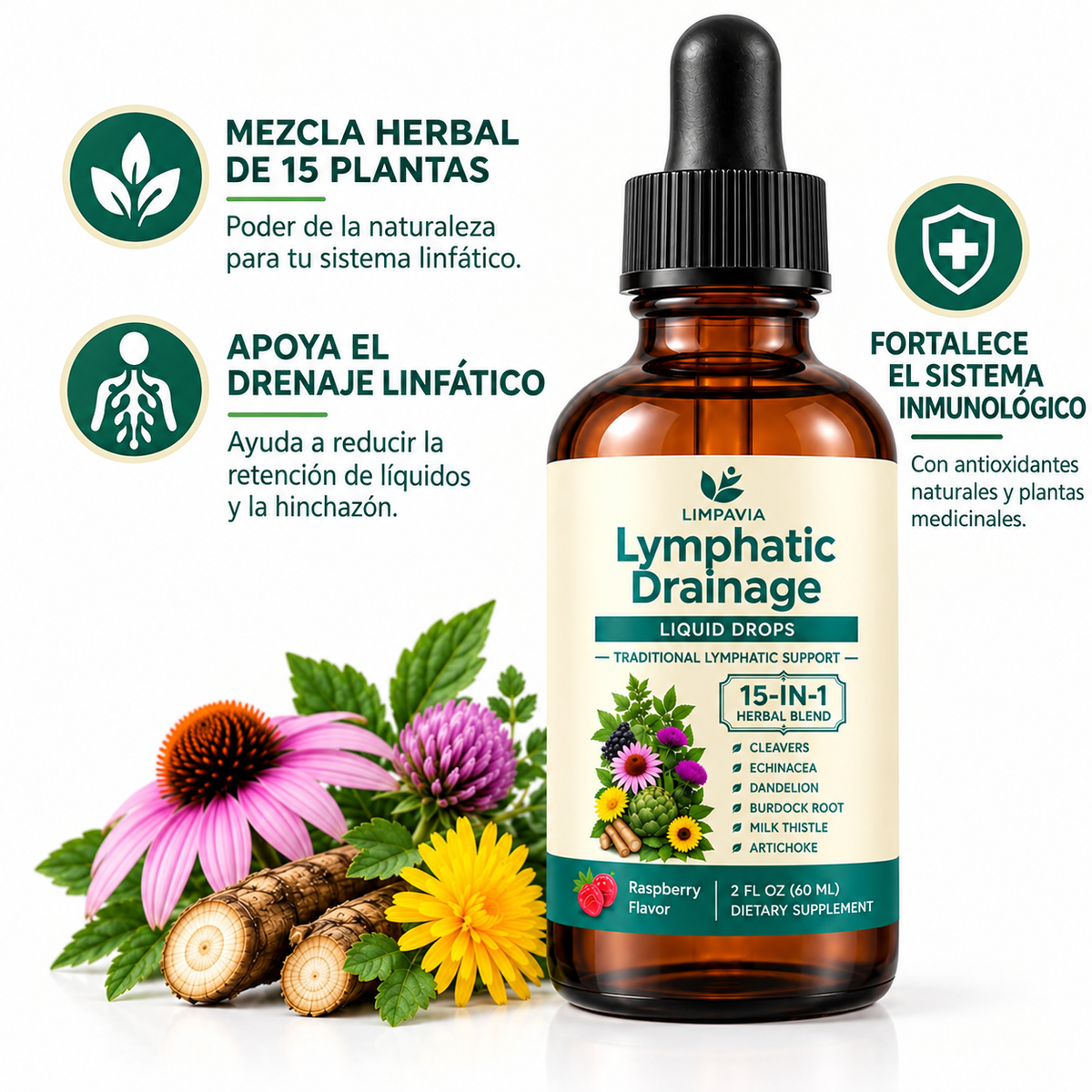 DRENAJE LINFÁTICO™- EXTRACTOS HERBALES LÍQUIDOS 60 ML
