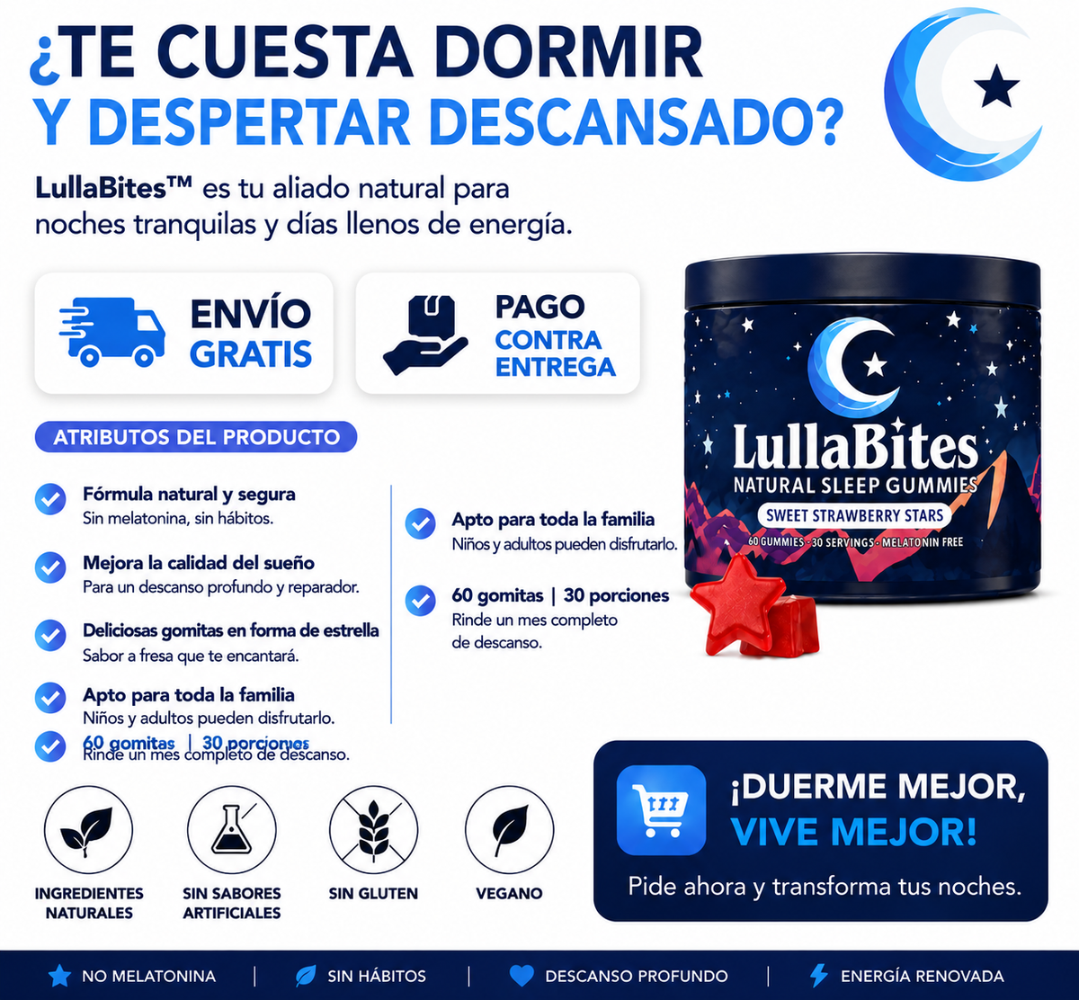 GOMITAS PARA DORMIR (Lullabites anti-insomnio-60 capsulitas)