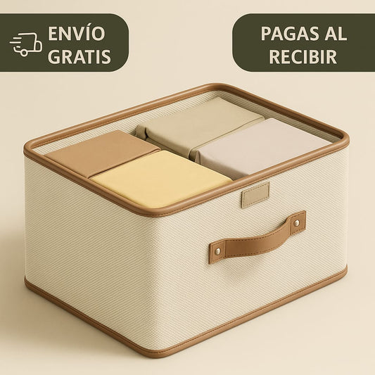ORGANIZADOR DE ROPA CON TAPA - COLOR CREMA